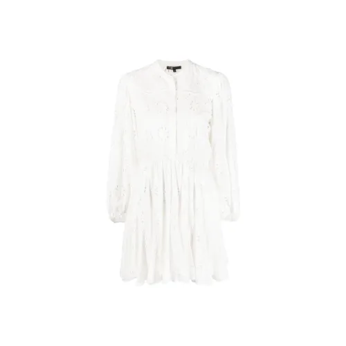 Maje Белое Женское Длинное Платье с Рукавами