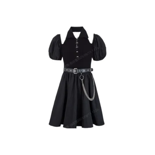 GIVH SHYH Black Женские Короткие Платья с Рукавами