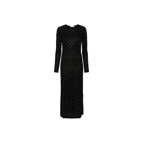 Paco Rabanne SS24 Длинное платье с длинными рукавами женское черное