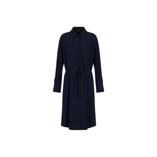 EMPORIO ARMANI Длинное платье с длинными рукавами женское синее