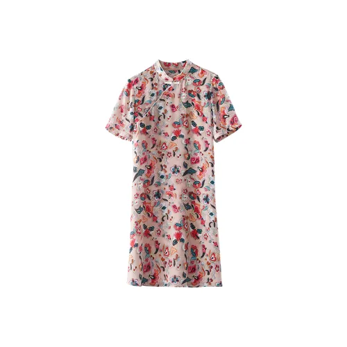 Sai Rabbit Короткий рукав Платье Женское Розовое