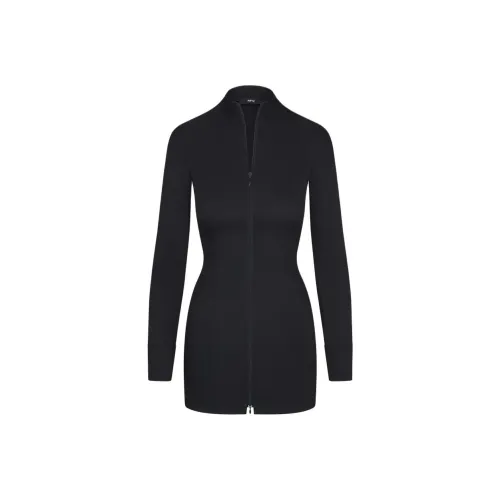 Khy SS24 DROP 007 Поплин Мини Платье с Застежкой Длинный Рукав Женское Черное