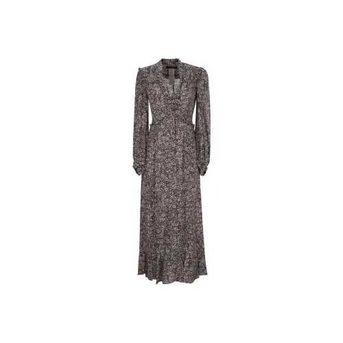 WEEKEND MaxMara Темно-кофейное Женское Длинное Платье с Рукавами