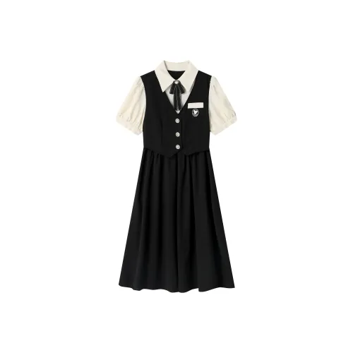 Beauty At 19 Короткий рукав Платье Женское Черное