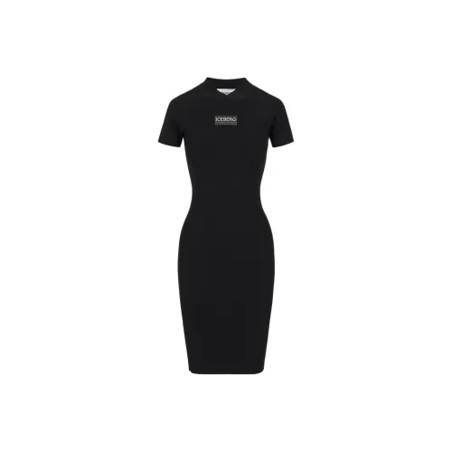 Цвет айсберга короткий рукав платье женские черный