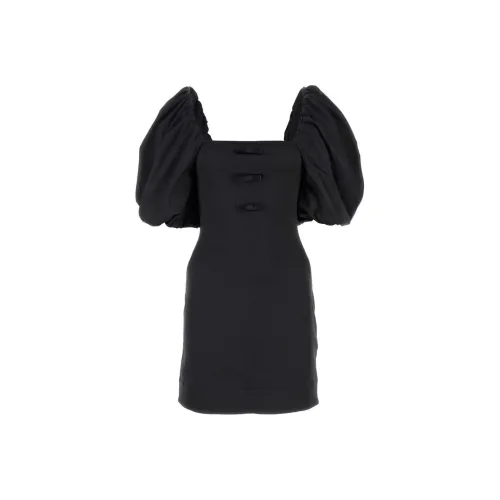 GANNI Короткое платье с короткими рукавами женское черное