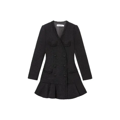 Self Portrait Длинное Платье с Длинными Рукавами Женское Классическое Черное