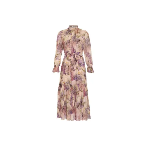 Zimmermann Многоцветные Женские Длинные Платья с Рукавами