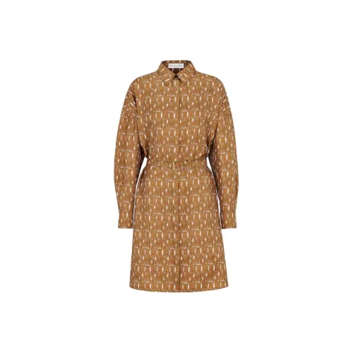 DIOR Длинное платье с длинными рукавами женское оранжевое