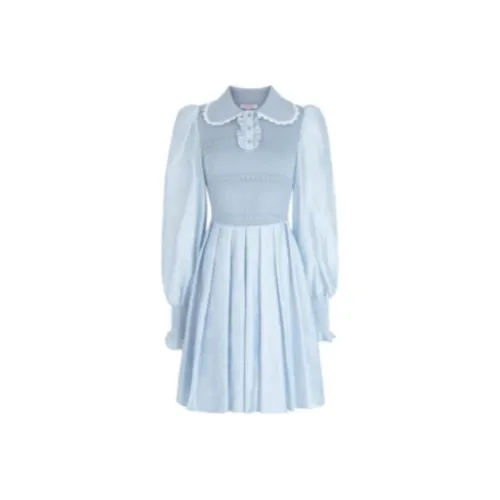 JORYAweekend Короткий рукав Платье Женское Туманно-синий