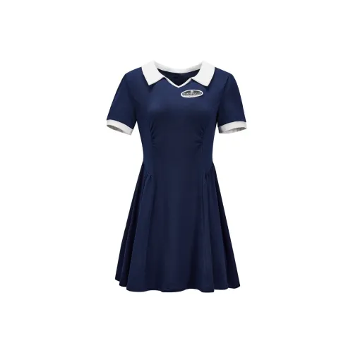 XIESHIXX Короткий рукав Платье Женское Черное