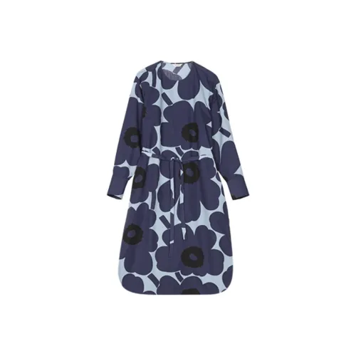 MARIMEKKO Темно-синий, Светло-синий, Черный Женские Длинные Платья с Рукавами