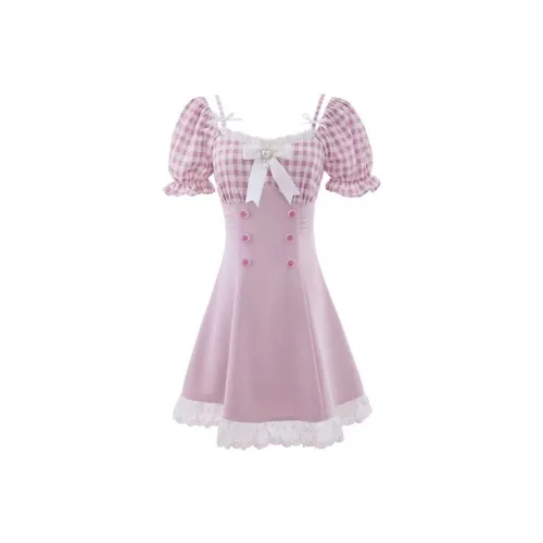 PLAY BUSH Короткий рукав Платье Женское Розовое