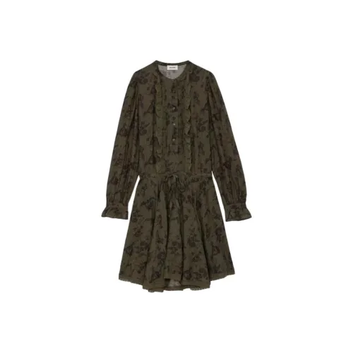 Zadig Voltaire Длинное платье с длинными рукавами женское яшмовый