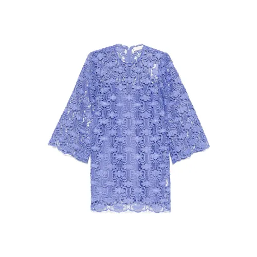 Zimmermann Maxine FW24 Длинное платье с длинными рукавами женское цвет вискозный синий