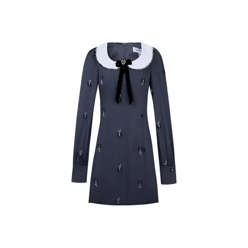 JORYAweekend Длинное платье с длинными рукавами женское серого цвета