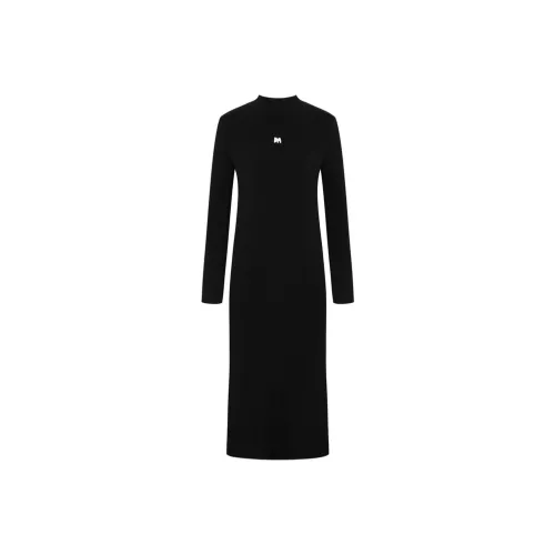 MOCO Длинное платье с длинными рукавами женское черное