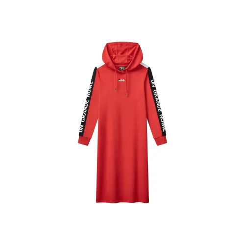 FILA ORIGINALE Красный RD Женские Длинные Платья с Рукавами