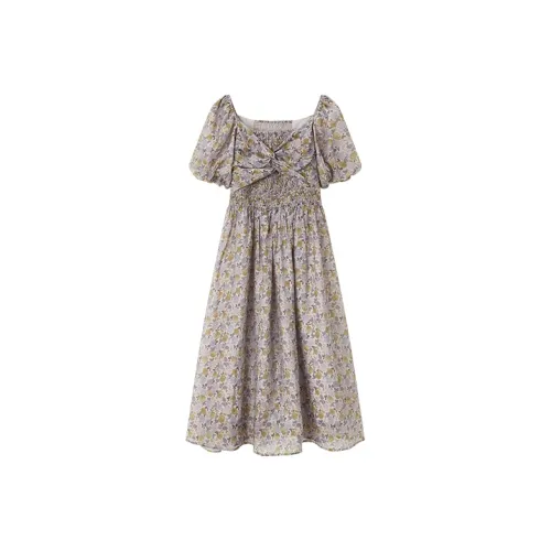 Pit Короткий рукав Платье Женское Серый Фиолетовый