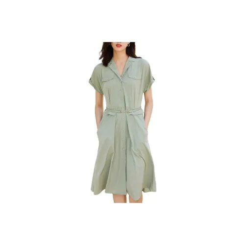 JZ Juzui Короткий рукав Платье Женское Светло-зеленое