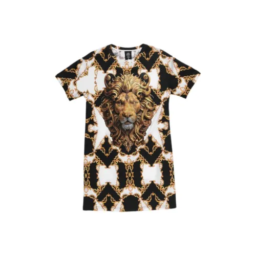 TCH Короткий рукав Платье Женское Белое с Золотым логотипом