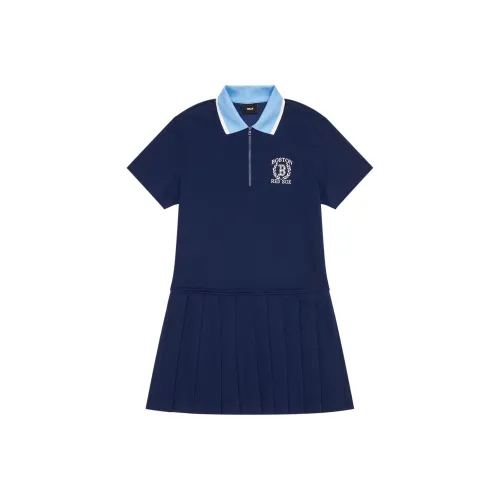 MLB College Style Series SS24 Короткий рукав Платье Женское Темно-синий