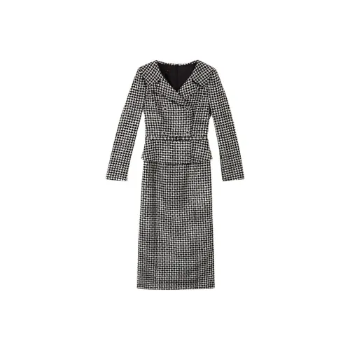 Yiner Длинное платье с длинными рукавами женское черное