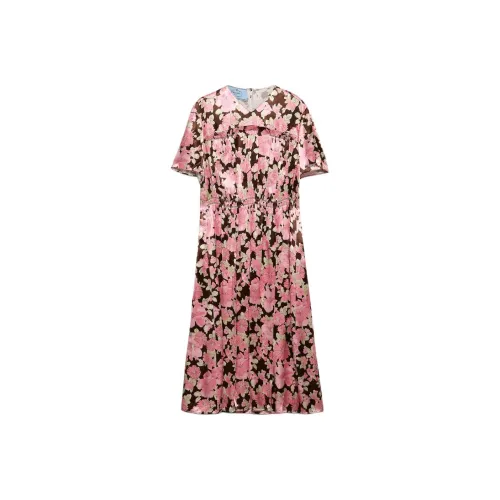 PRADA Короткий рукав Платье Свободного кроя Женское Розовое