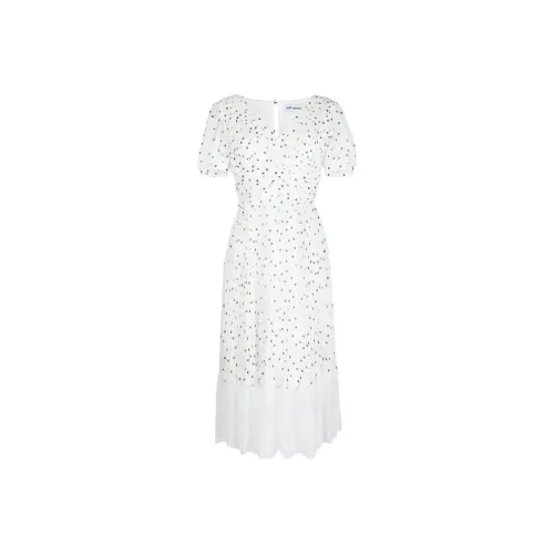 Self Портрет Белый Женские Короткие Платья с Рукавами