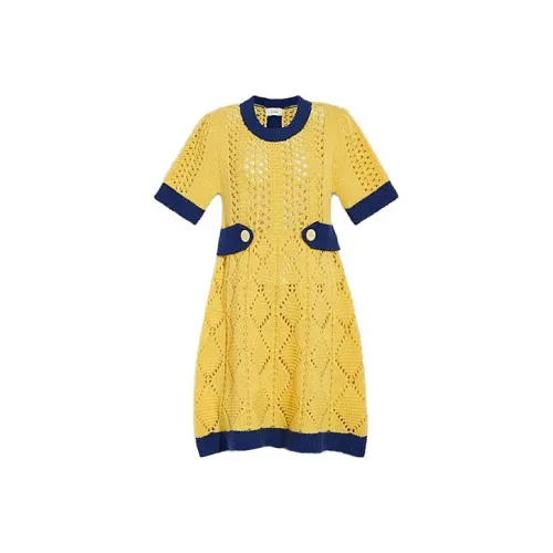 COACH Желтые Женские Короткие Платья с Рукавами