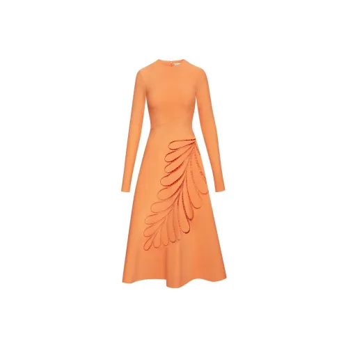 Oscar De La Renta SS24 Длинное платье с длинными рукавами женское абрикос оранжевый