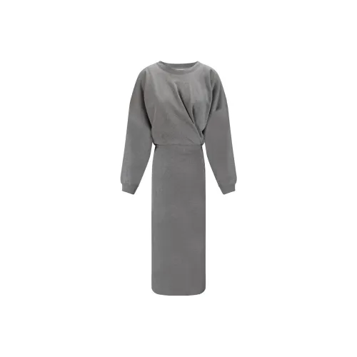 ISABEL MARANT ETOILE Длинное платье с длинными рукавами женское серое