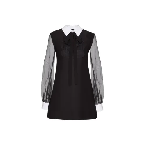 Valentino Длинное платье с длинными рукавами женское черное