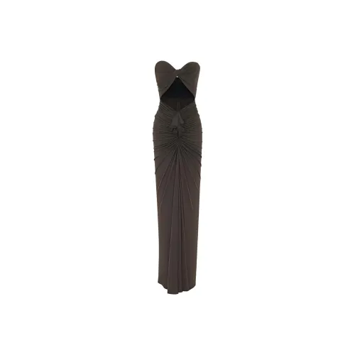 SAINT LAURENT Без рукавов Платье Женское Оливково-коричневый