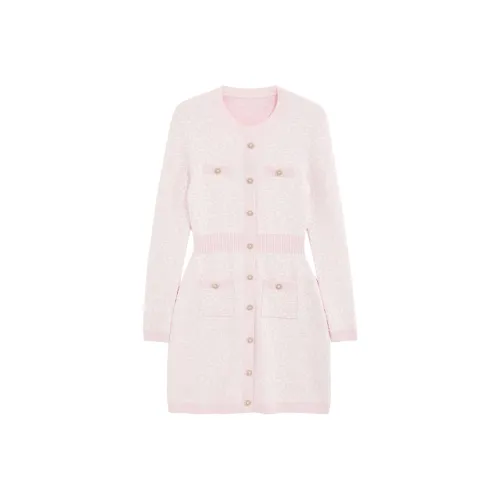 BEBE Длинное платье с длинными рукавами женское розовое