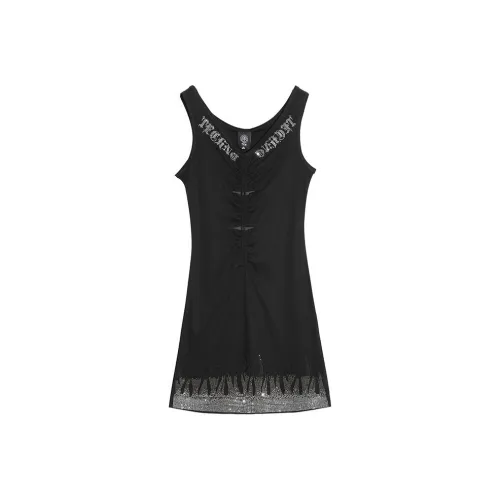 TCH Без рукавов Платье Женское Черное