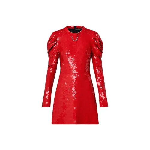 LOUIS VUITTON FW24 Длинное платье с длинными рукавами женское красное