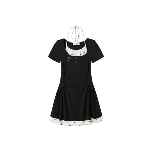 fabric pig Женские Платья с Коротким Рукавом