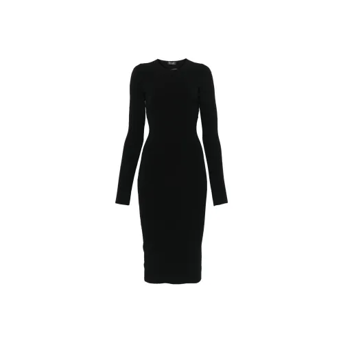 Mugler Длинное платье с длинными рукавами женское черное