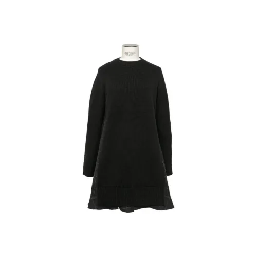 Sacai Длинное платье с длинными рукавами женское черное