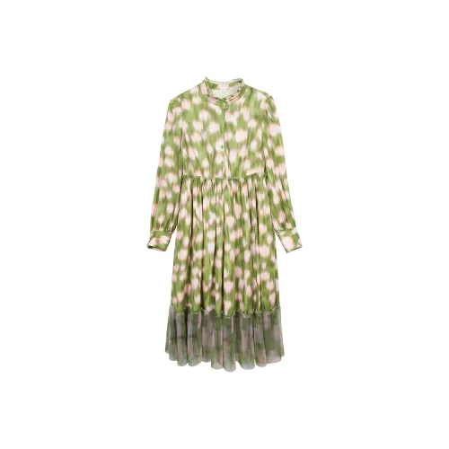 MIIDII Лесной зеленый Женские Длинные Платья с Рукавами