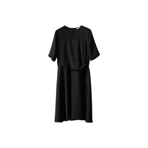 AMII Короткое платье с короткими рукавами женское черное