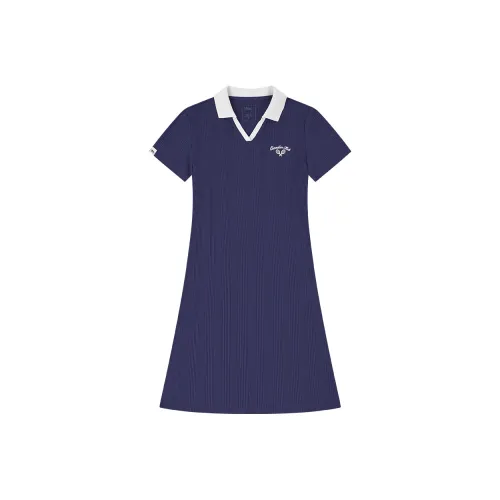 QIAODAN Короткий рукав Платье Женское Крошеный Коралловый Синий