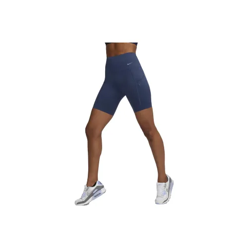 nike Твердая поддержка Высокая посадка 8' Байкер Шорты с карманами Повседневные шорты Женские Полночь Морской синий