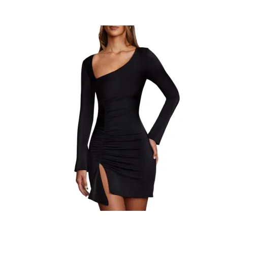 OH POLLY REA Длинное платье с длинными рукавами женское черное