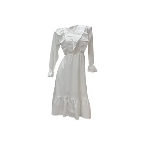 ONE PASS STUDIO Длинное платье с длинными рукавами женское белое