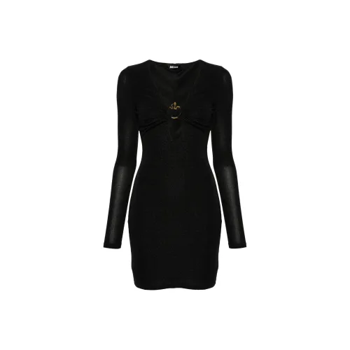 Just Cavalli Длинное платье с длинными рукавами женское черное