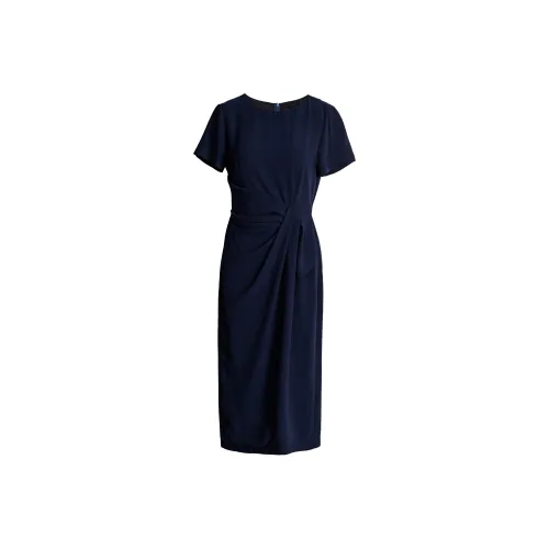 ROEYSHOUSE Короткое платье с короткими рукавами женское темно-синее