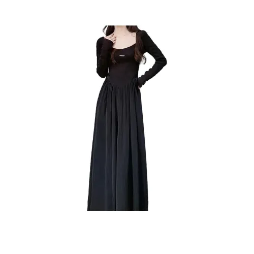 ASW ONLINE Длинное платье с длинными рукавами женское черное