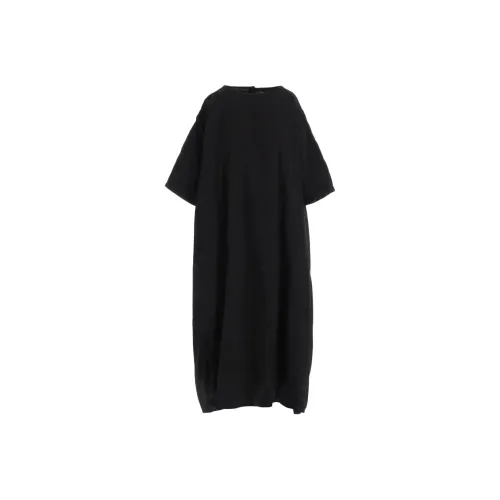 Yohji Yamamoto Черные Женские Короткие Платья с Короткими Рукавами